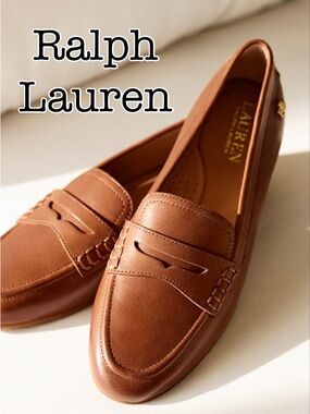 Ralph Louren Cognac Leather Penny Loafers Size 6.5